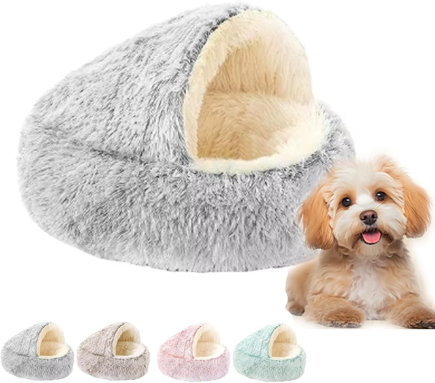 Olvys Cozy Cocoon Dog Bed, Cozy Cocoon Pet Bed for Dogs, Winter Pet Plush Bed, Cat Cave Bed with Cover, Cat Nest Bed