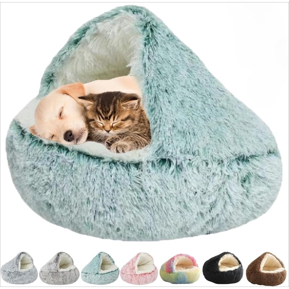 Olvys Cozy Cocoon Dog Bed, ideal as a cat bed or cat beds for indoor cats, washable plush pet bed with removable cover and non-slip bottom