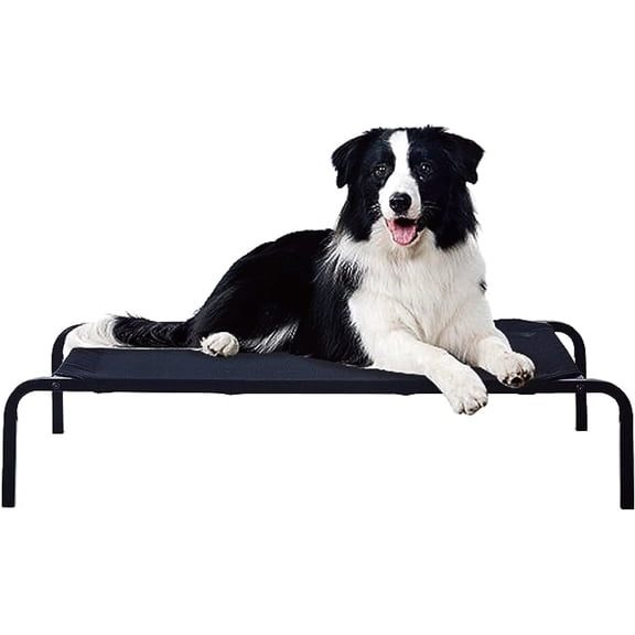 Olvys Dog beds,Pet Bed,Portable Raised Cooling Steel-Framed Elevated Pet Bed 32" , Elevated Mesh Pet Bed Durable Frame Dog Cot for Outdoor or Indoor Use with Skid-Resistant Feet Black (Medium)