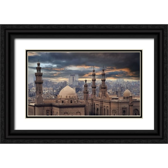 Olwy, Moutaz 14x10 Black Ornate Wood Framed with Double Matting Museum Art Print Titled - Between Past And The Present