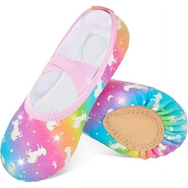 OlyPegic Ballet Shoes for Girls Toddler Dance Practice Ballet Slippers Soft PU Leather Flats Shoes for Kid Sole Yoga Gymnastics