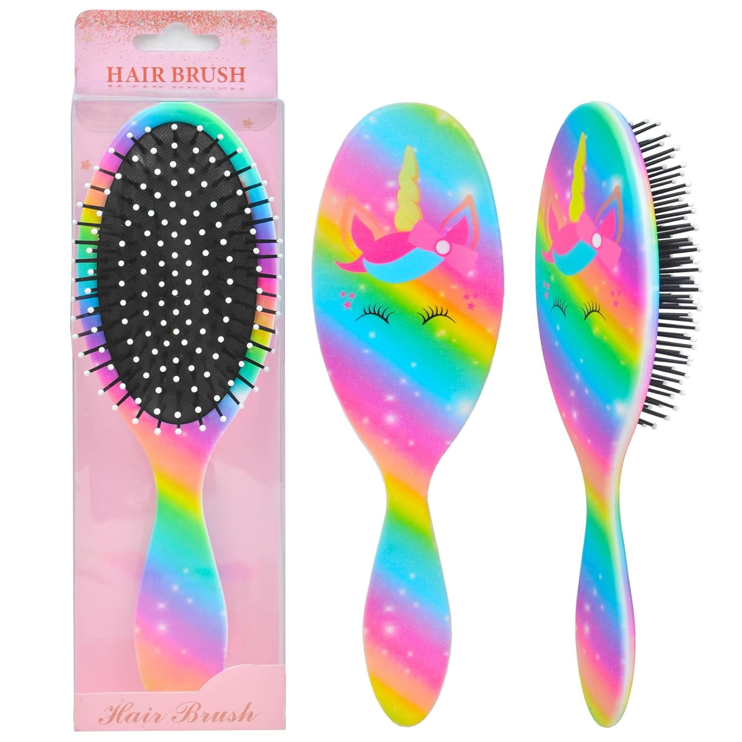OlyPegic Kids Hair Brush Girls, Toddler Wet Dry Hair Brush, Detangling Brush for Curly Thick Hair, Hairbrush Pink Unicorn Mermaid Detangler Brush for Kids, Pain-Free Comb, Hair Brush for Girls Women