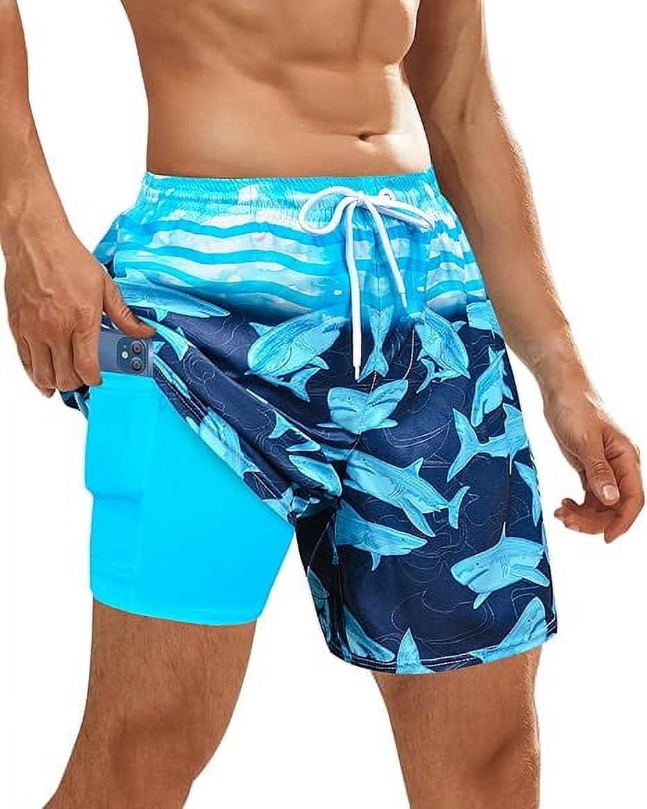 Men's Swim Trunks Quick Dry Board Shorts with Zipper Pockets Beach Shorts Bathing Suits for Men - No Mesh Liner(Lake Blue,L) in Kenya | Board Shorts