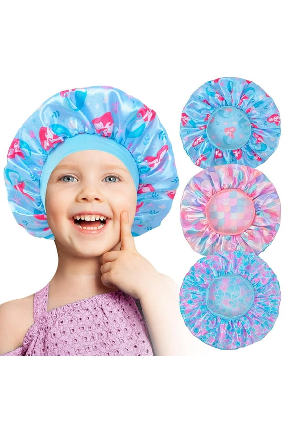 Satin Bonnet Lightweight Unisex Hat, Mermaid Blue, 3 Piece