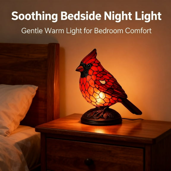 Olygee Cardinal Lamp, Pubyfun/Glosrity Resin Cardinalis Night Light, Fanyil Vintage Table Lamp Christmas Decoration, Birds Gift Desktop Ornament for Bedroom, Study, Office