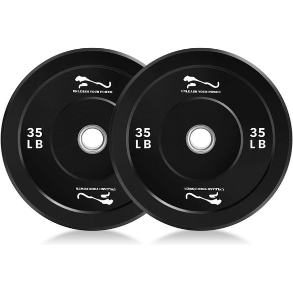 Olym-Pic Bumper Plates Set, 2-Inch Universal Fit Rubber Weight Plates with Steel Insert for Home Gym & Strength Training