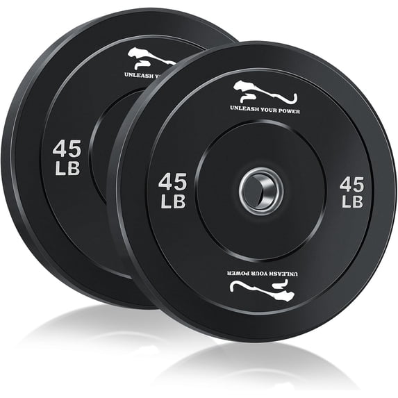 Olym-Pic Bumper Plates Set, 2-Inch Universal Fit Rubber Weight Plates with Steel Insert for Home Gym & Strength Training