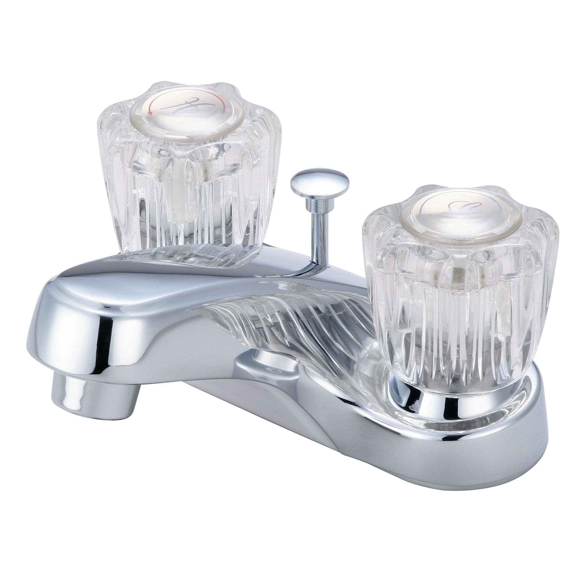Polished Chrome Centerset Bathroom Faucet with Acrylic Handles