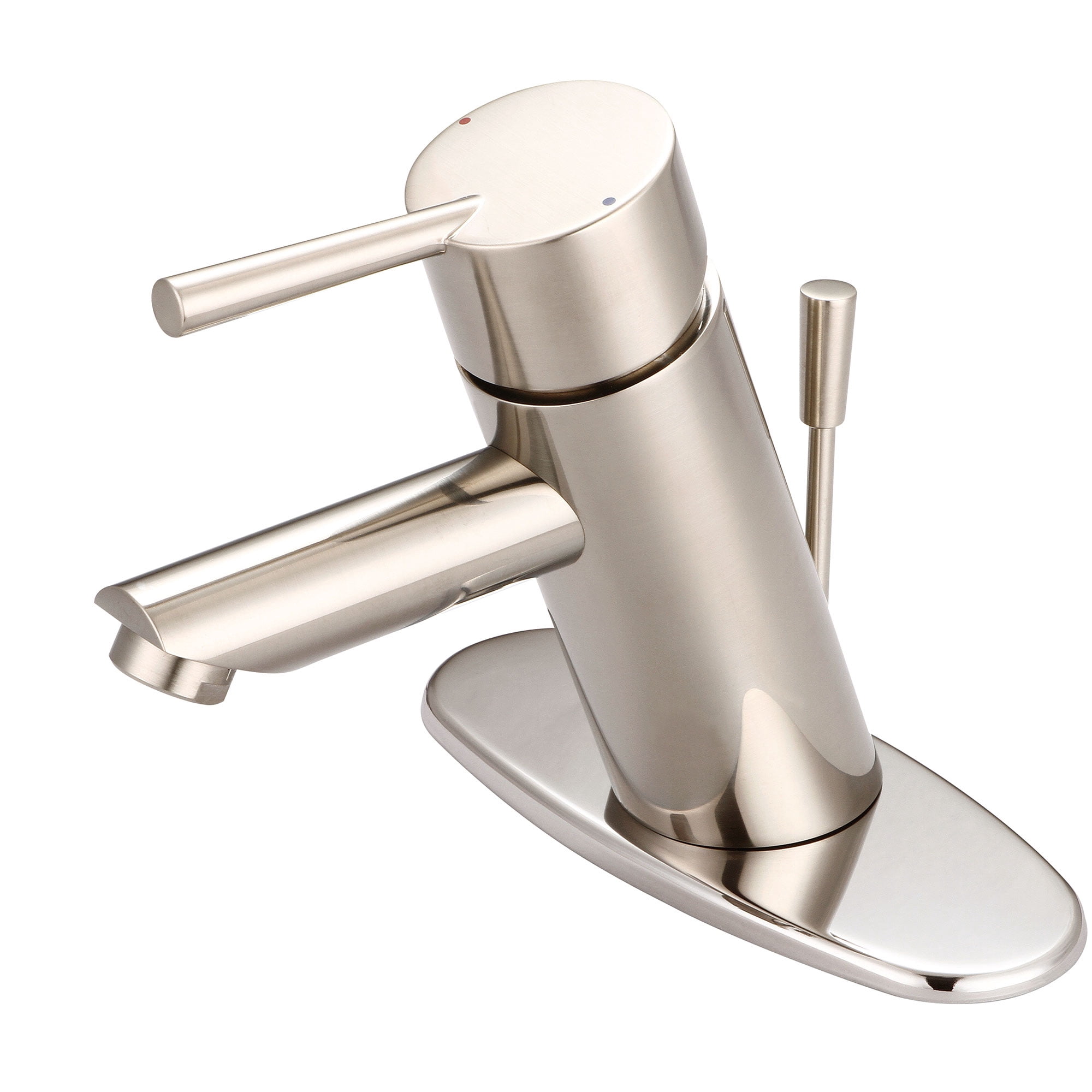 Olympia Faucets i2 1.2 GPM Single Hole Bathroom Faucet with Deck Cover Plate in PVD Brushed Nickel - L-6052-WD-BN
