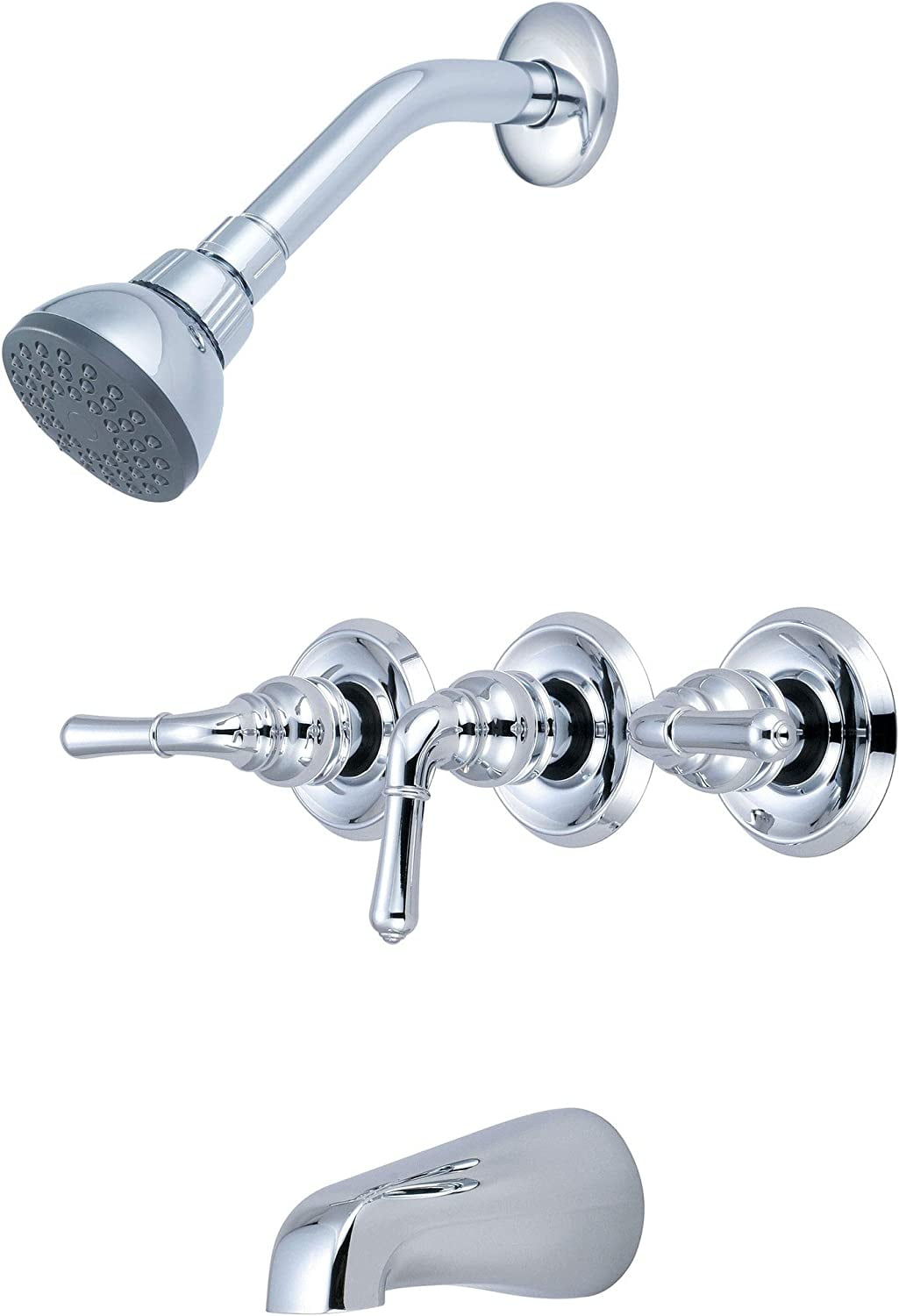 Olympia Armaturen P-3230-BN Dusch-Wannen-Set – 3-Griff-Armatur In Gebürstetem Nickel