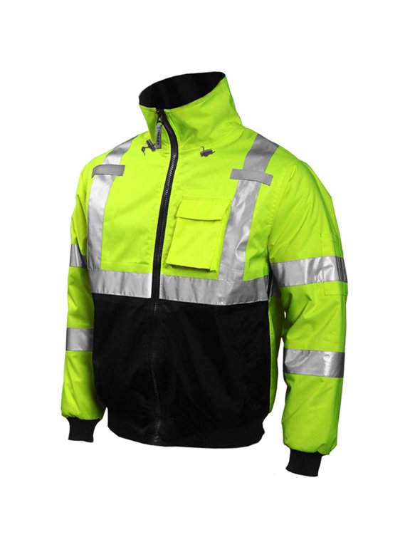 J26002 Bomber Hooded Jacket Fluorescent Yellow/Green/Black 2XL