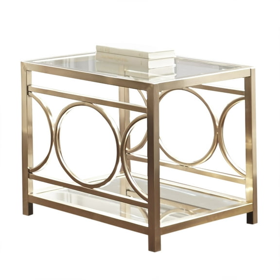 Steve Silver Olympia Glass Top Square End Table in Gold Chrome