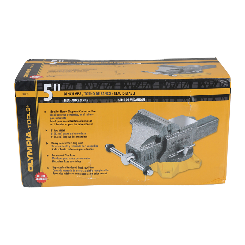Olympia Tools 5-Inch Bench Vise - Heavy Duty Mechanic's Vise With 30,000 PSI Casting