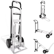 Olympia Tools 3-in-1 Aluminum Convertible Hand Truck - Heavy Duty Industrial Appliance Dolly 4-Wheel Platform Cart - Up to 1000 LBS Loading Capacity Mobility Moving Dolly - 3 Positions, 62 Height
