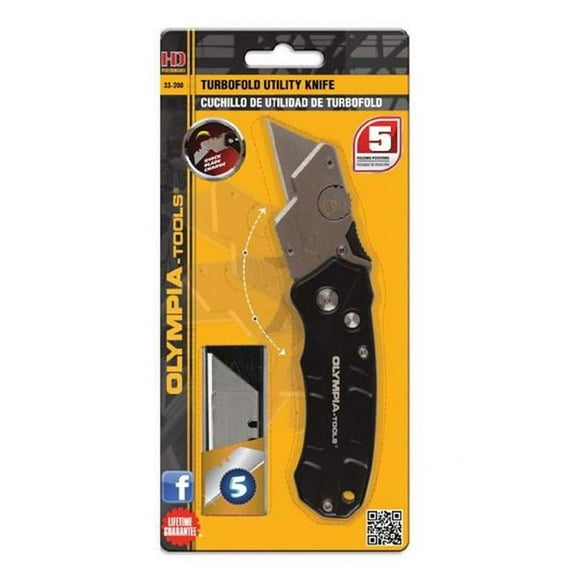 Olympia Tools 33-200 4 in. Turbofold Utility Knife, Black