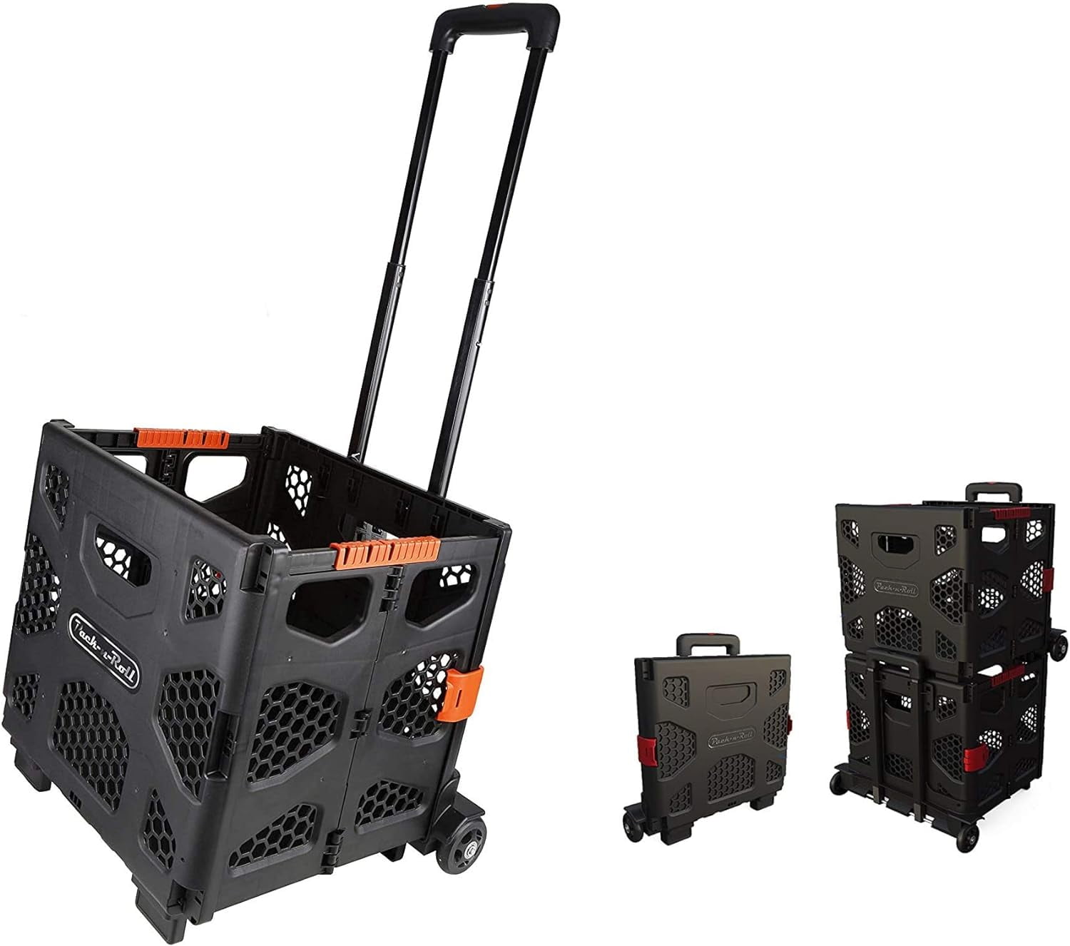 Olympia Tools 85-015 Grand Folding Storage Rolling Cart with Telescopic Handle for Easy Transportation, Weight Capacity up to 150 Pounds