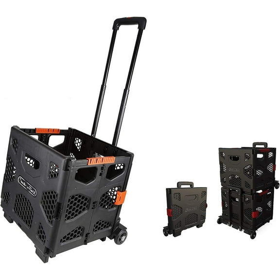 Olympia Tools 85-015 Grand Folding Storage Rolling Cart with Telescopic Handle for Easy Transportation, Weight Capacity up to 150 Pounds