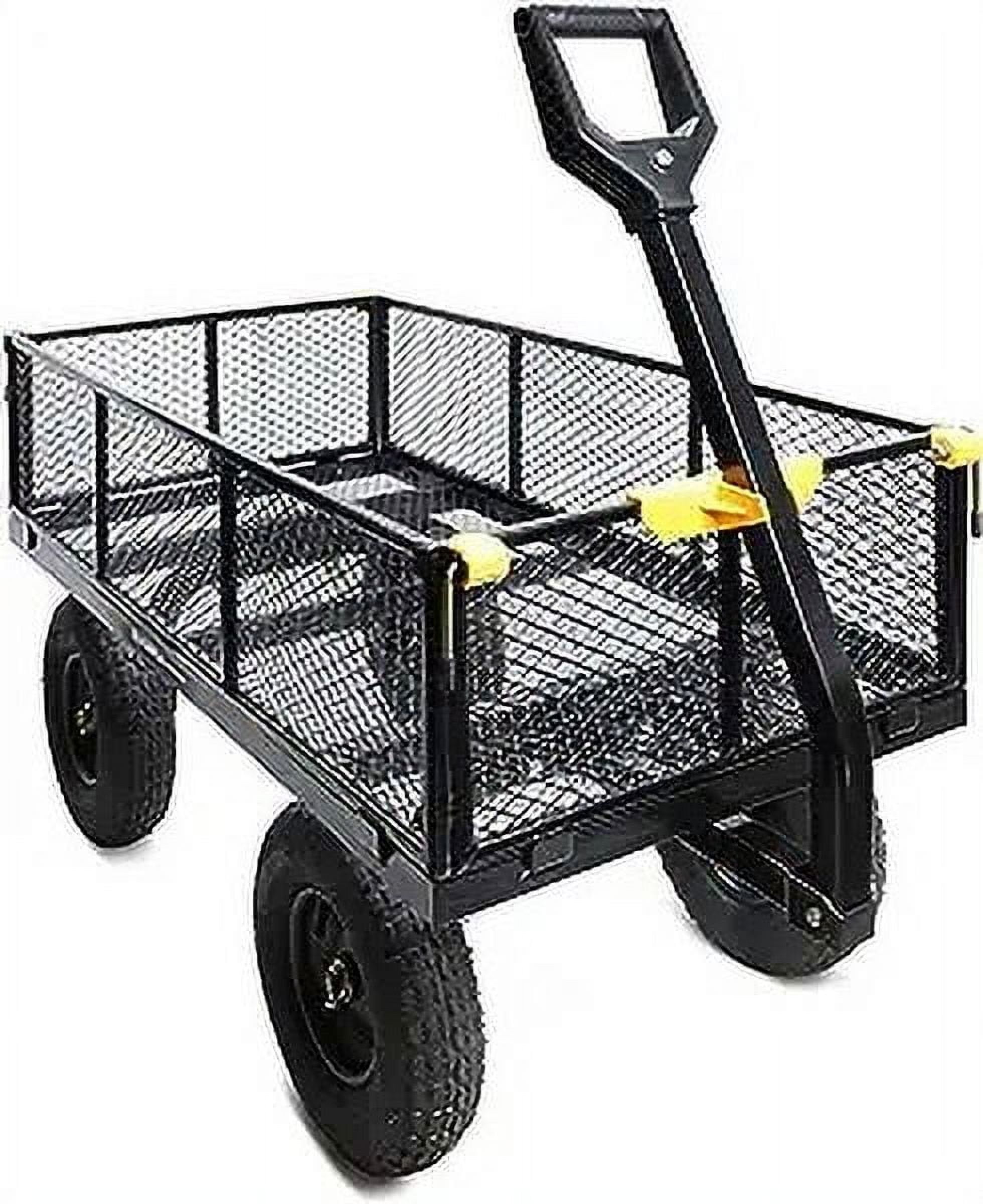 Heavy Duty Black Alloy Steel Utility Wagon with Pneumatic Tires