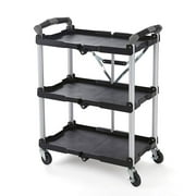 Olympia Tools Pack N Roll 3 Tier Collapsible Rolling Service Cart, Black