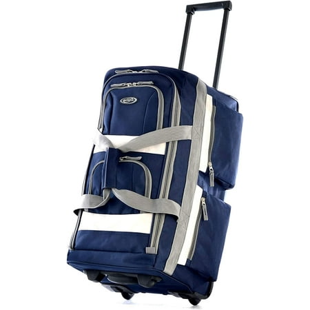Olympia U.S.A. 29" 8-Pocket Wheeled Rolling Duffel Bag Water Resistant Luggage Lightweight for Travel, Navy