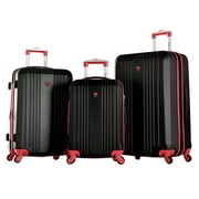 Olympia U.S.A. Apache 3-Piece Expandable Hardcase Luggage Set with Spinner Wheels, Black/Red