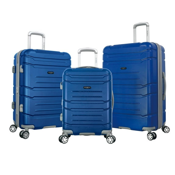 Olympia U.S.A. Denmark 3-Piece Expandable Lightweight Suitcase Hardside Luggage Set with Double Spinner Wheels, Multi Grip, Locking System Navy