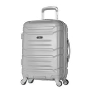 Olympia U.S.A. Denmark Expandable Hardcase Carry-On Luggage Spinner Suitcase with Laptop Compartment, Silver