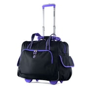 Olympia U.S.A. Fashion Rolling Tote Bag Small Carry-On Luggage, Black/Purple