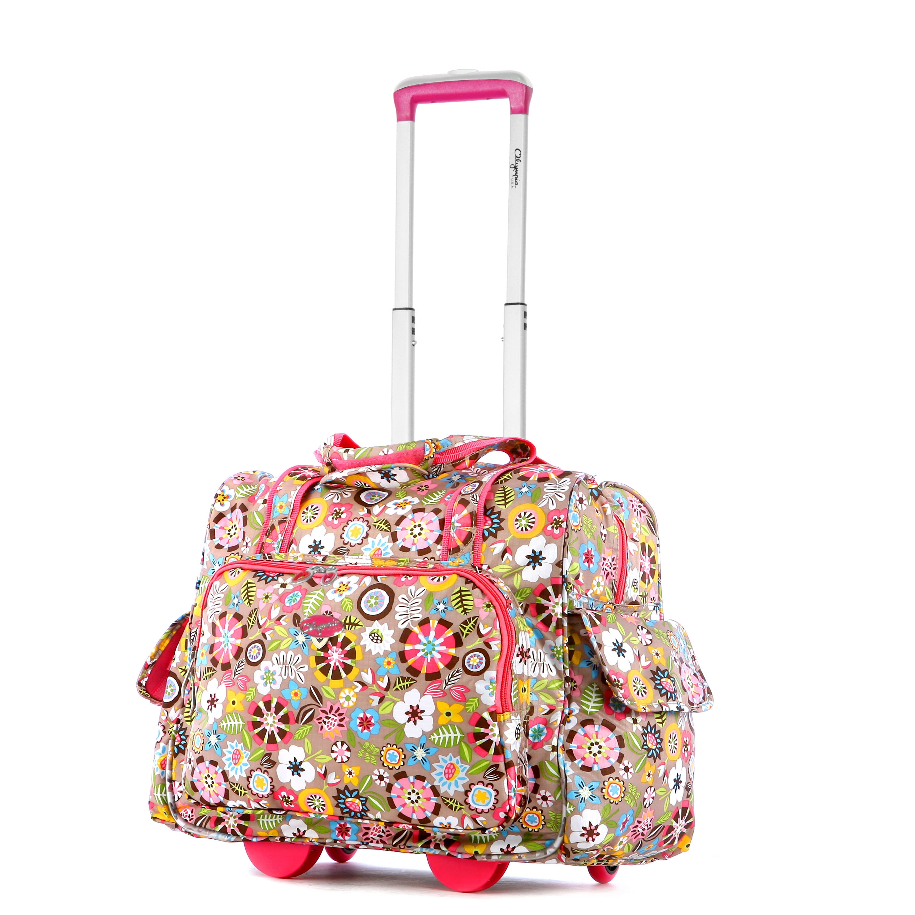 Deluxe Fashion Rolling Overnighter. RT-3400, polyester, ripstop, blue,  pink, pattern, paisley
