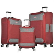 Olympia USA OE-2800-3-RD Denim Expandable Spinner Luggage Set - Red, 3 Piece