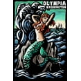 thumbnail image 1 of Olympia, Washington, Mermaid, Scratchboard (9x12 Wall Art Print, Home Decor), 1 of 3