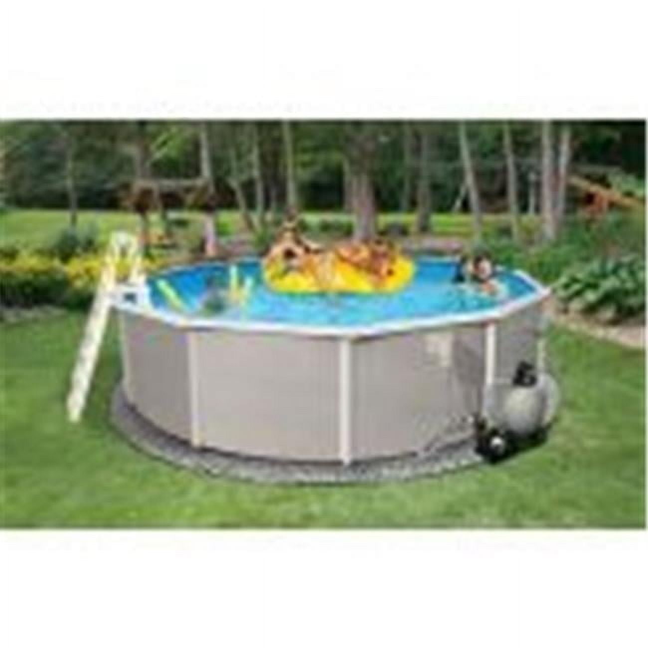 Olympian Athletics Belize 27 ft Round Steel Swimming Pool Package, 52 in Deep, 6 in Top Rail