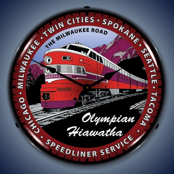 Olympian Hiawatha Railroad Wall Clock, Lighted