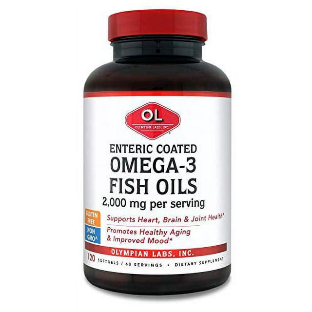 Olympian Labs Enteric Coated Omega 3 Fish Oils, 2000 mg per serving/ 60