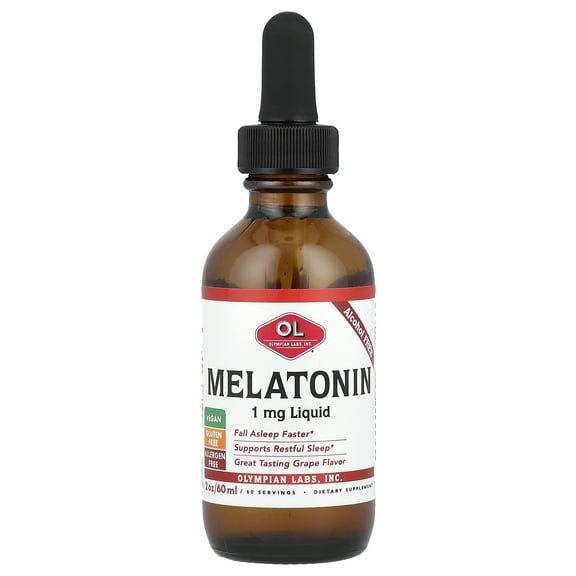 Olympian Labs Melatonin, Alcohol Free, Grape, 1 mg, 2 oz (60 ml)
