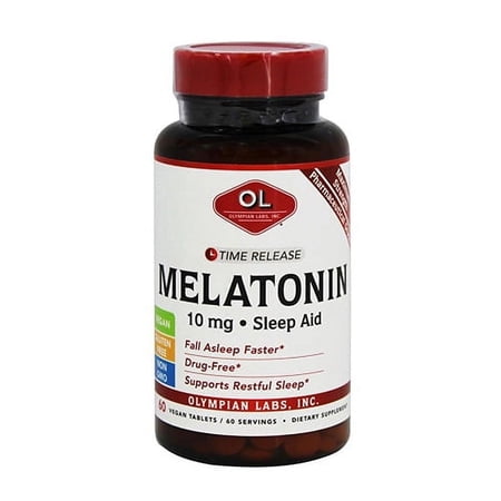 Olympian Labs Melatonin Time Release 10 mg Sleep Aid Vegan Tablets, 60 ea