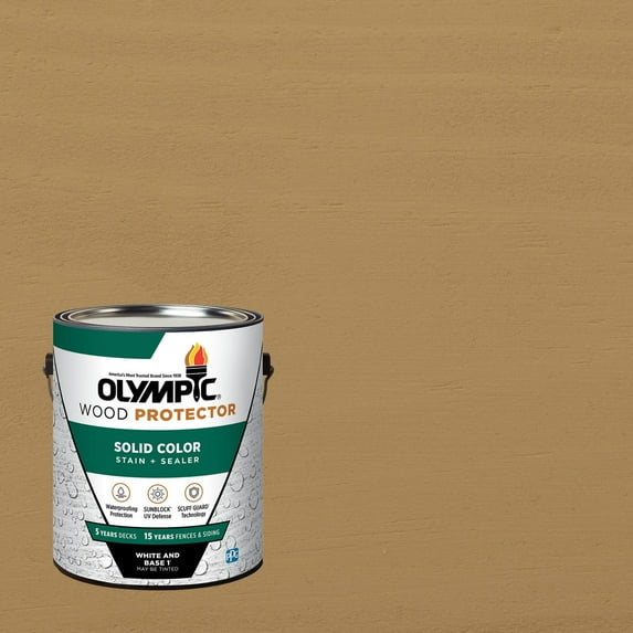 Olympic 1 Gallon SC-1015 Chamois Exterior Solid Wood Protector Stain Plus Sealer in One