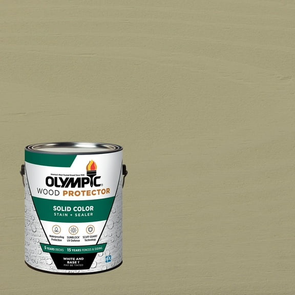 Olympic 1 Gallon SC-1017 Vanilla Bean Exterior Solid Wood Protector Stain Plus Sealer in One