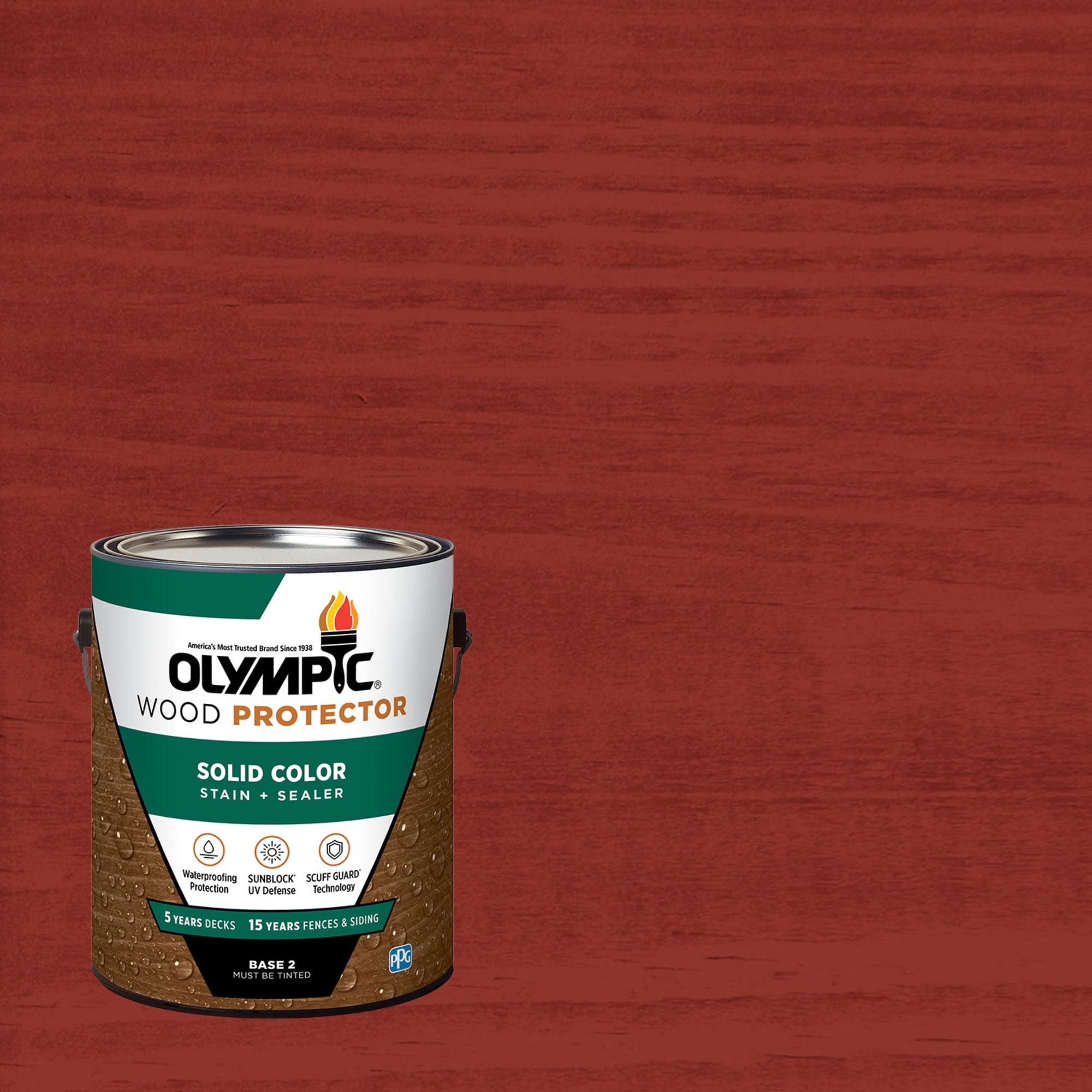 Olympic 1 Gallon SC-1020 Copper Henna Exterior Solid Wood Protector Stain Plus Sealer in One