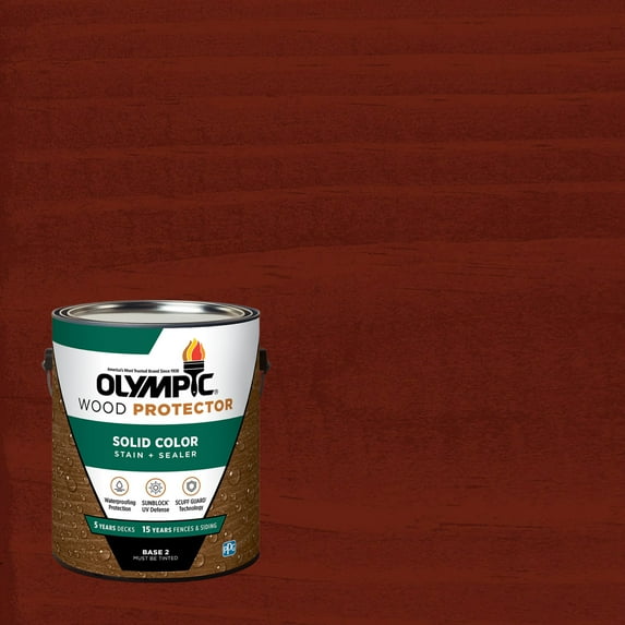 Olympic 1 Gallon SC-1022 Spiced Red Exterior Solid Wood Protector Stain Plus Sealer in One