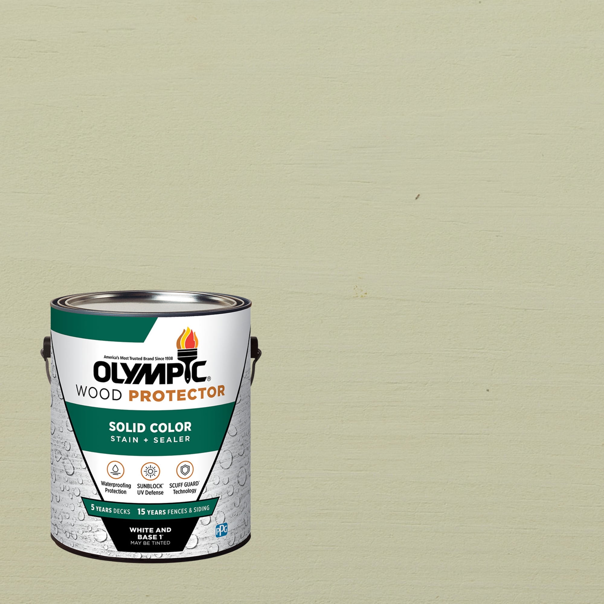 Olympic 1 Gallon SC-1023 Cumulus Exterior Solid Wood Protector Stain Plus Sealer in One
