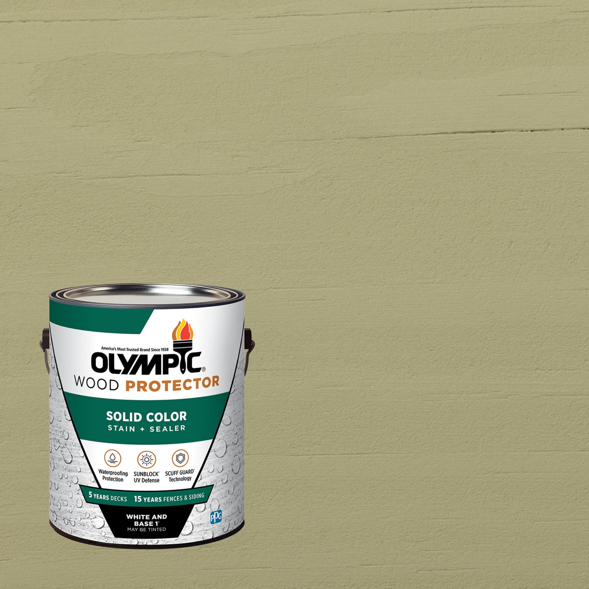 Olympic 1 Gallon SC-1031 Eucalyptus Exterior Solid Wood Protector Stain Plus Sealer in One