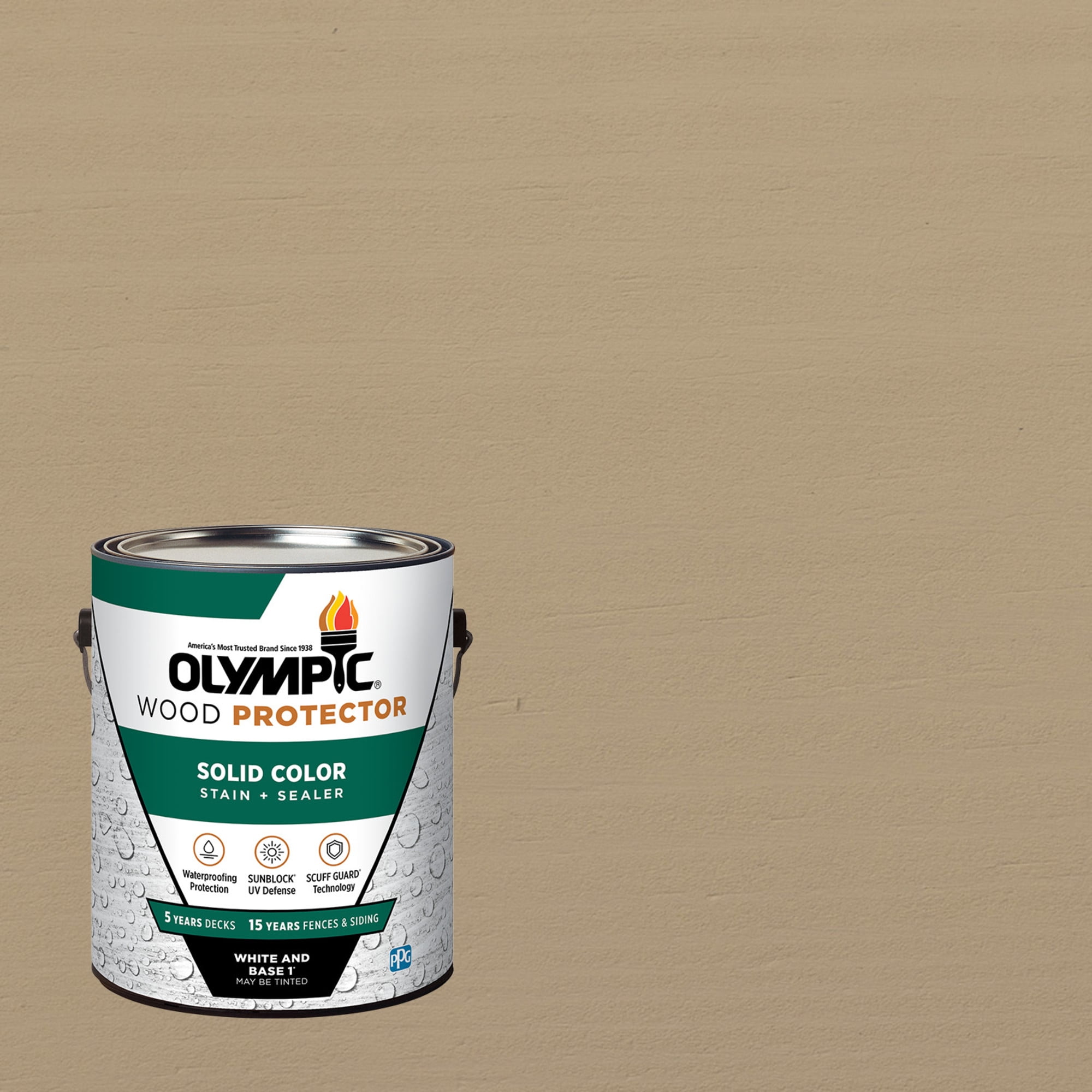 Olympic 1 Gallon SC-1038 Heather Exterior Solid Wood Protector Stain Plus Sealer in One