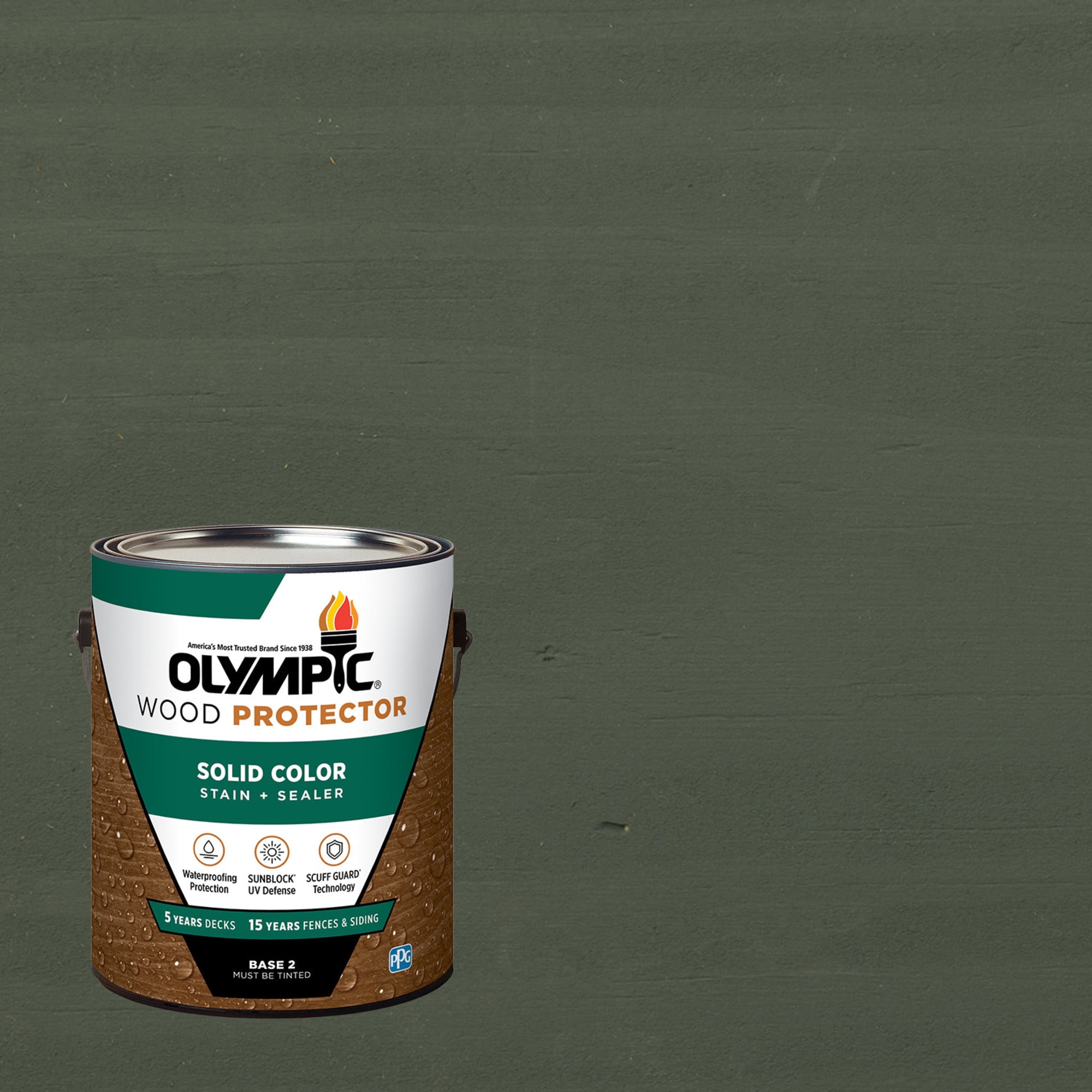 Olympic 1 Gallon SC-1039 Heritage Blue Exterior Solid Wood Protector Stain Plus Sealer in One