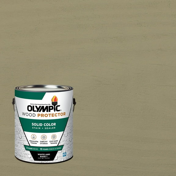 Olympic 1 Gallon SC-1049 Mullion Gray Exterior Solid Wood Protector Stain Plus Sealer in One