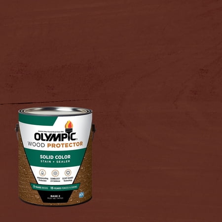 Olympic 1 Gallon SC-1052 Deep Redwood Exterior Solid Wood Protector Stain Plus Sealer in One