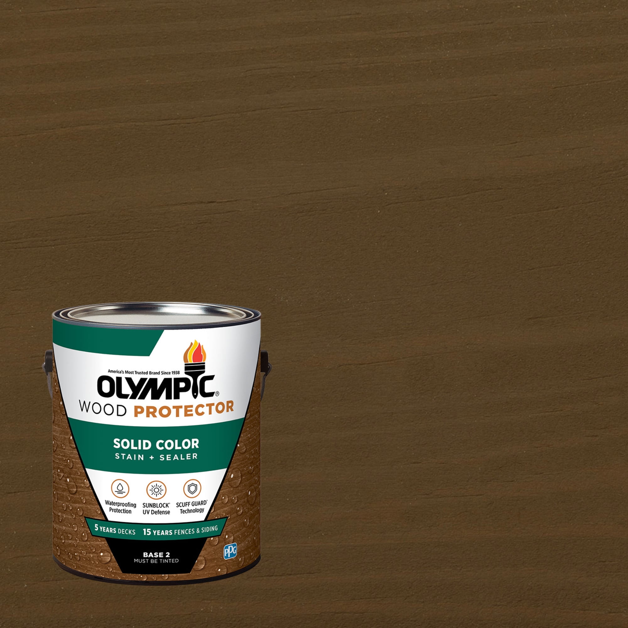Olympic 1 Gallon SC-1056 Olivewood Exterior Solid Wood Protector Stain Plus Sealer in One