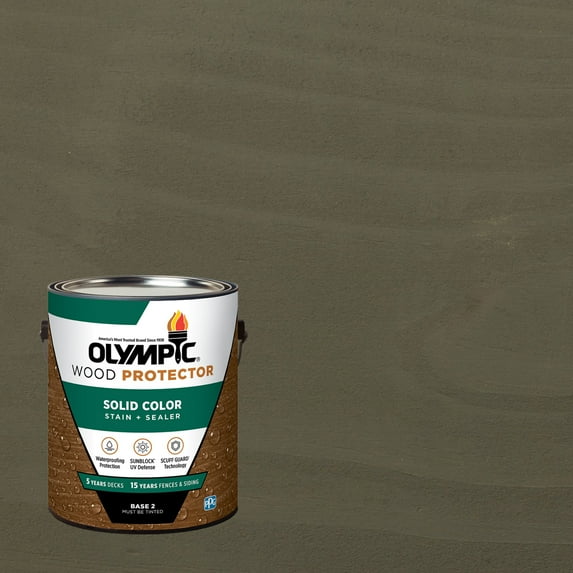 Olympic 1 Gallon SC-1059 Pewter Exterior Solid Wood Protector Stain Plus Sealer in One