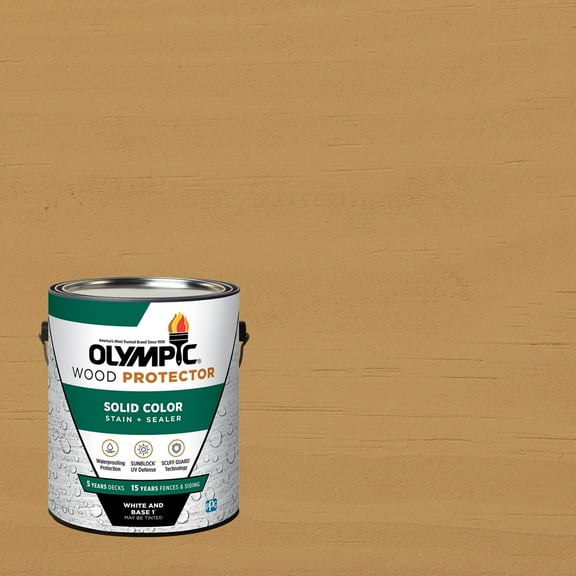 Olympic 1 Gallon SC-1067 Rawhide Exterior Solid Wood Protector Stain Plus Sealer in One