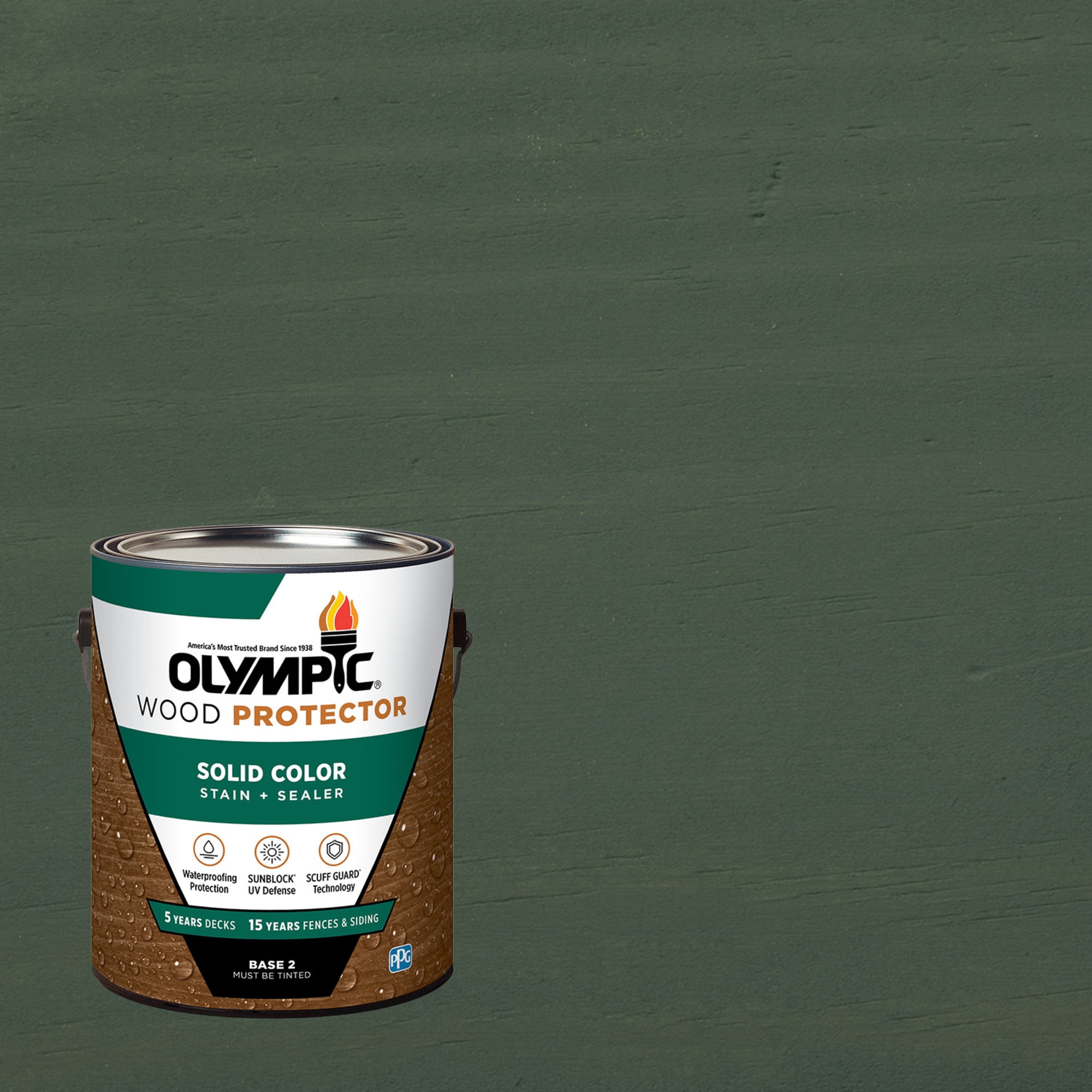 Olympic 1 Gallon SC-1068 Rocky Gray Exterior Solid Wood Protector Stain Plus Sealer in One